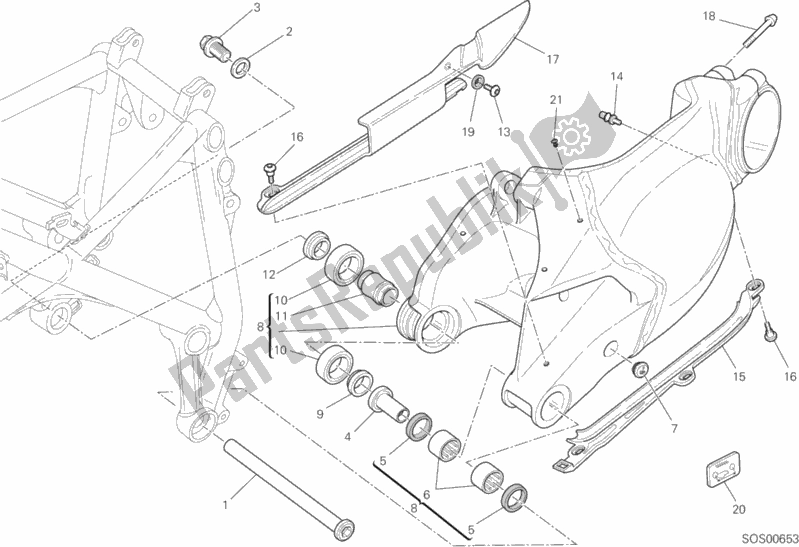 Alle onderdelen voor de Zwenkarm van de Ducati Superbike 848 EVO 2013